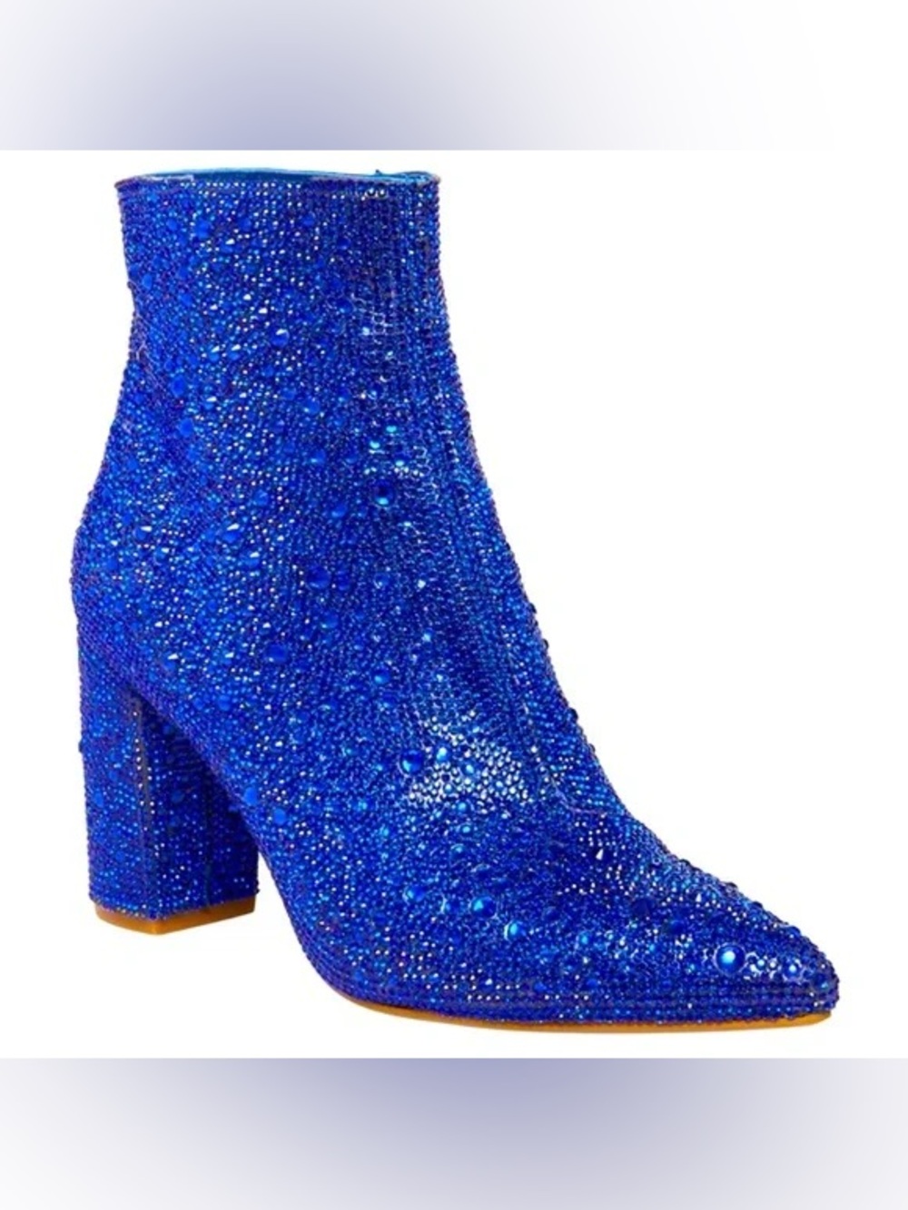 Betsey Johnson Sapphire Blue Bedazzled Rhinestone Heeled Boots